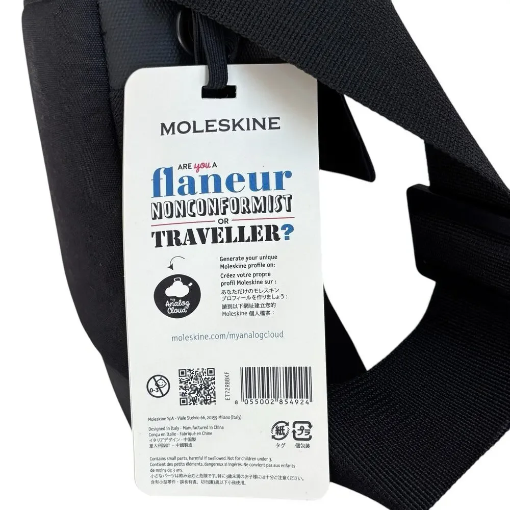 NWT Moleskine ID Collection Reporter Bag. Fits Devices 11” Black Water Resistant